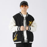 Мужская свободная винтажная замшевая куртка с национальной вышивкой